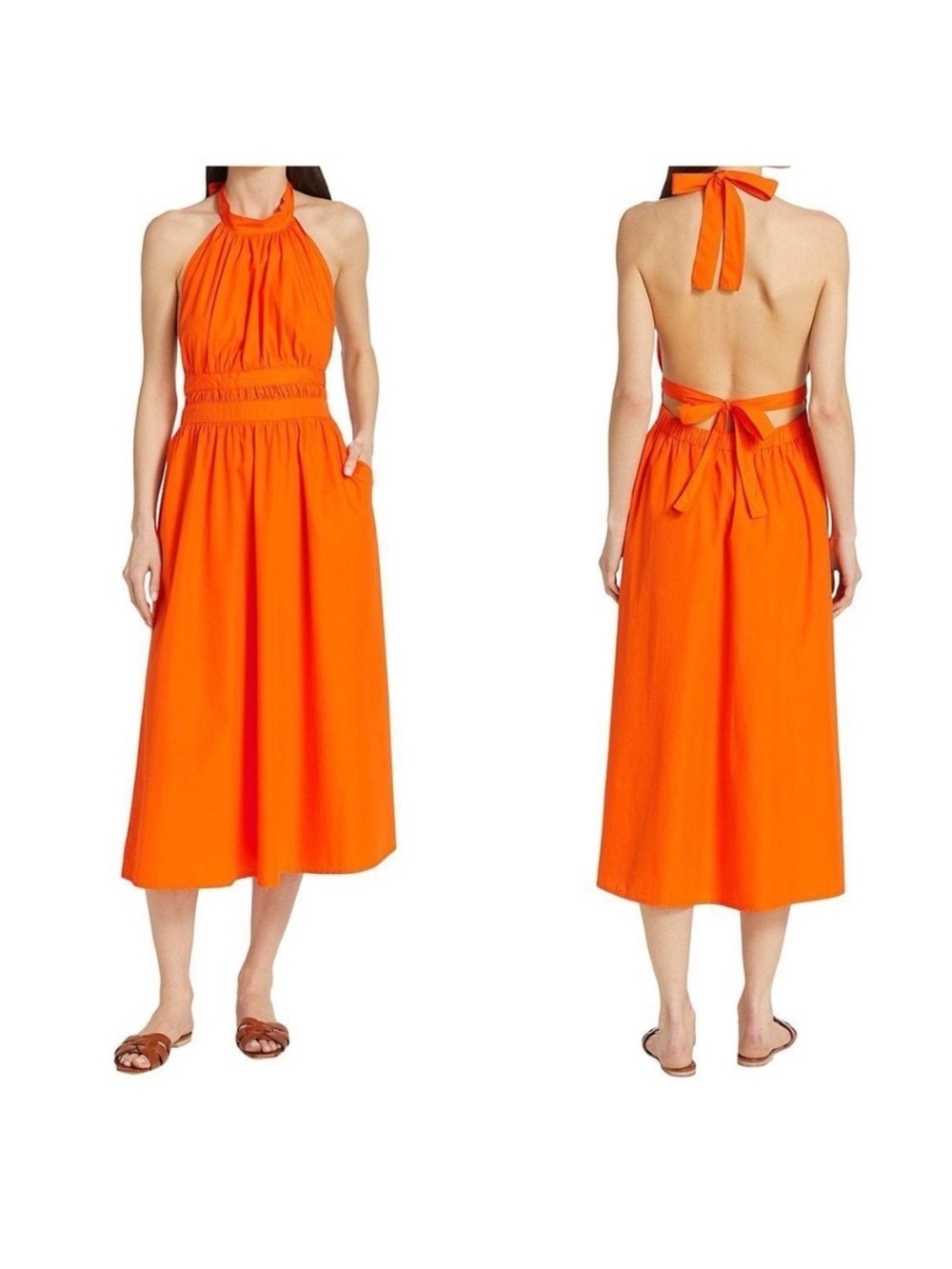 Emporio Sirenuse August Elasticized Open Back Midi Dress 8